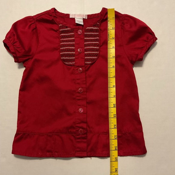 Janie and Jack Girls Button Up Shirt Red Short Sleeve - Picture 3 of 6